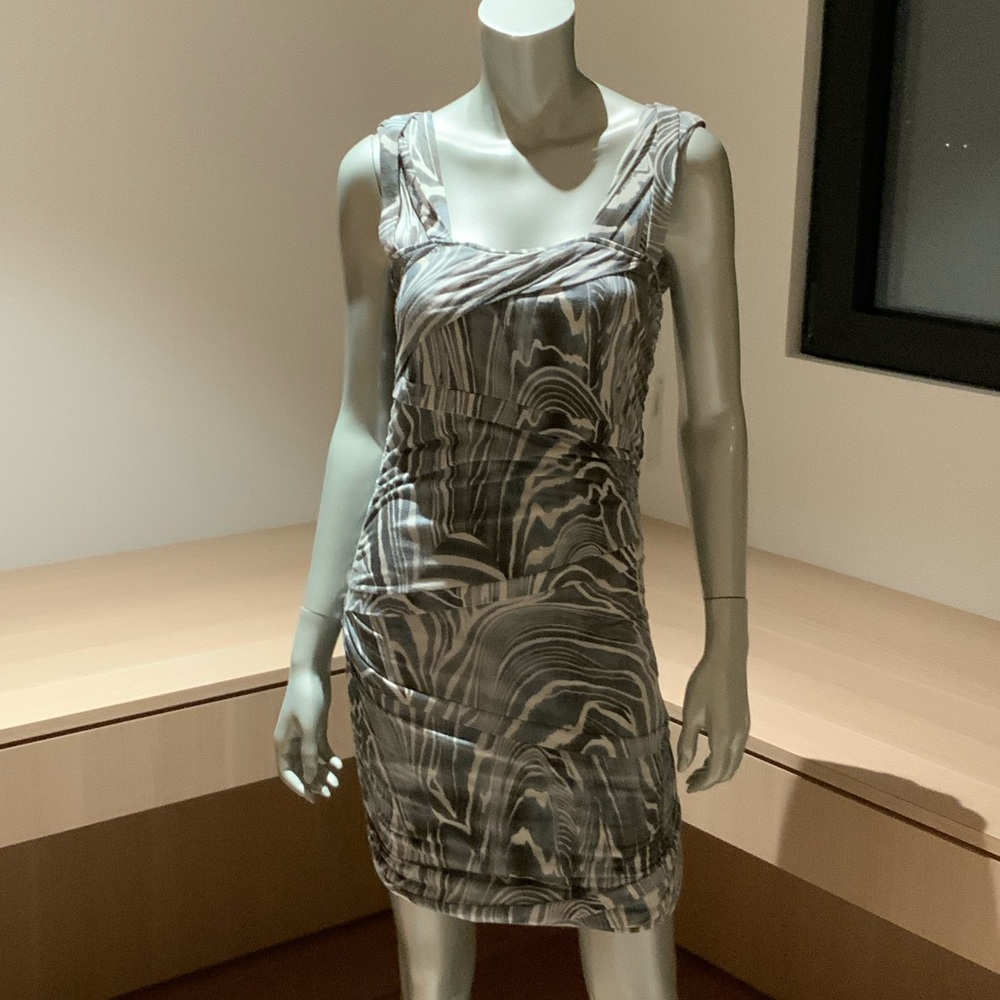 Leifsdottir Asymmetrical Gray Swirl Dress